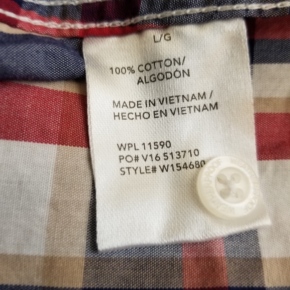 SOLD! WEATHERPROOF GARNET PLAID BUTTON DOWN SHIRT NWT - Picture 5 of 5